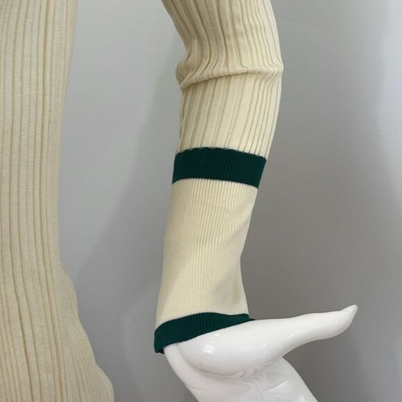 Micas Elegant Cream Ribbed Knit Maxi Cardigan Dress with Contrast Trim size M - Picture 6 of 11